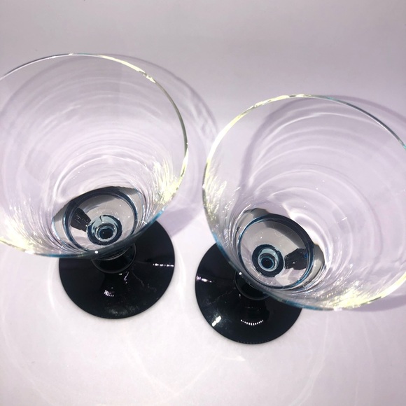 Arte Murano Icet Blue Champagne Flutes Wine Goblets Italy MCM Contemporary Set - Picture 5 of 8